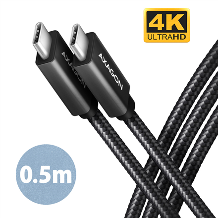 Audio kabelis AXAGON SPEED + USB-C, USB 20Gbps Cable, 0.5 m  BUCM32-CM05AB  USB Type-C to USB Type