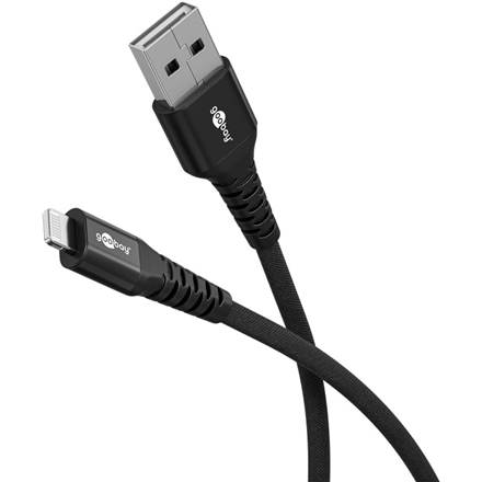 Audio kabelis Goobay Lightning USB-A Supersoft Textile Cable with Metal Plugs  74504
