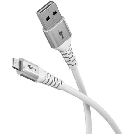 Audio kabelis Goobay Lightning USB-A Supersoft Textile Cable with Metal Plugs  74512