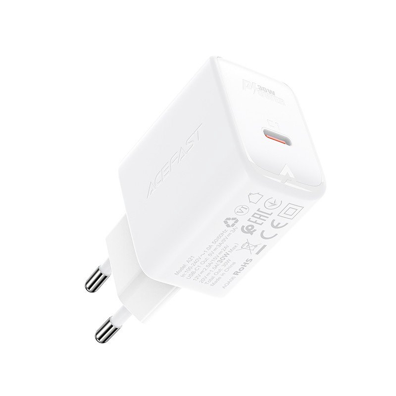 Įkroviklis Acefast A21 30W GaN USB-C baltas