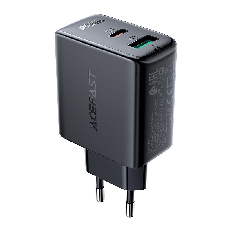 Įkroviklis Acefast A5 PD32W Type-C/USB-A juodas
