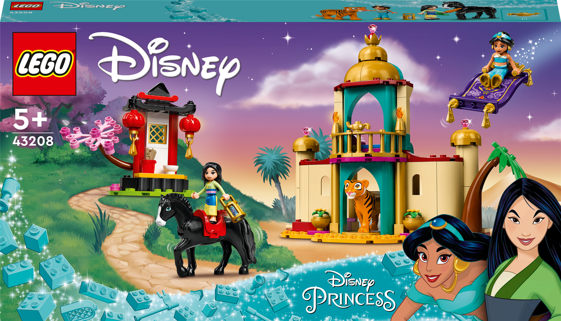 Konstruktorius LEGO Disney Džasminos ir Mulan nuotykiai 43208