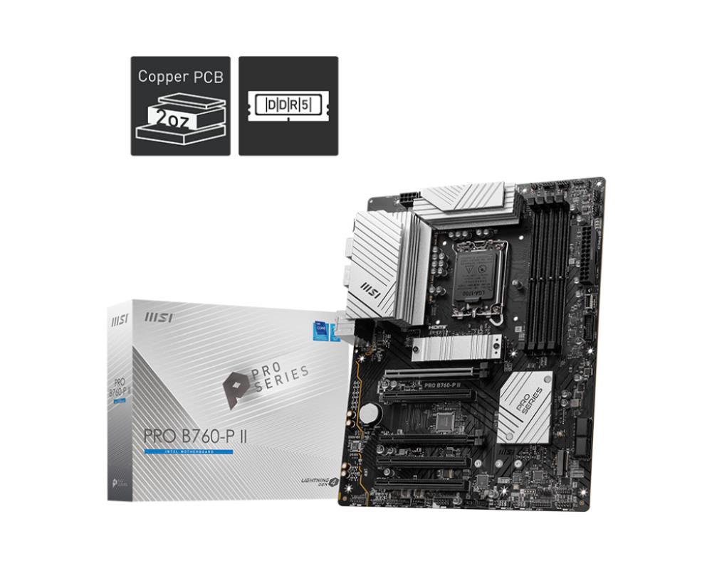 Pagrindinė plokštė MSI  PRO B760-P II  Processor family Intel  Processor socket LGA1700  DDR5