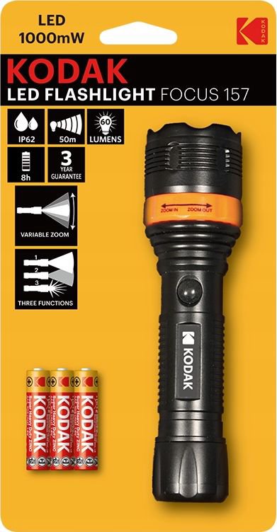 Žibintuvėlis Kodak Led Tourist Focus 157 60lm Ip62 Zoom + 3 Battery