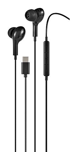 Ausinės STREETZ į ausis, 3-mygtukai, USB-C, juodos / C220-BLK