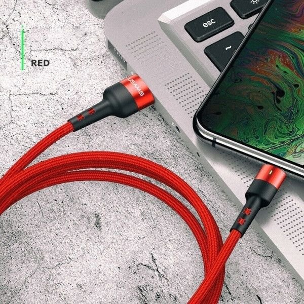 USB cable Usams USB-A - USB-C 1 m Red (63765-uniw) - Topocentras