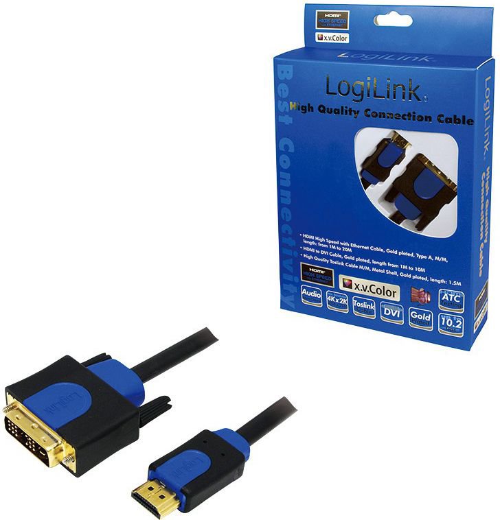 Cable LogiLink HDMI - DVI-D 10m blue (CHB3110)