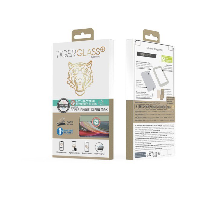 Mob.telefono ekrano apsauga Apple iPhone 13 Pro Max Tiger 3D By Muvit Black