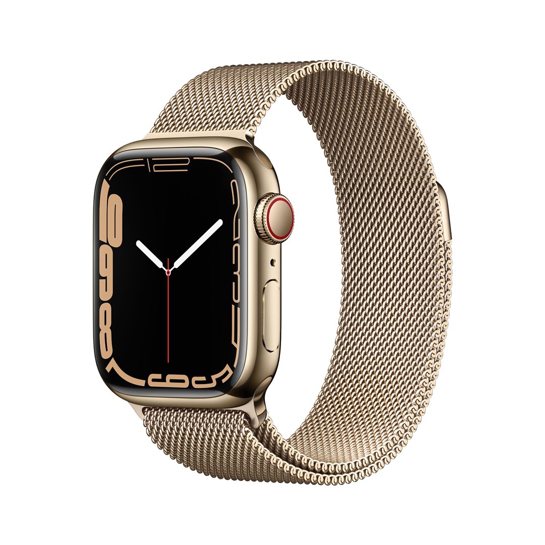 Išmanusis laikrodis APPLE Watch 7 GPS + Cell 41mm Gold Stainless Steel Case with Gold Milanese Loop