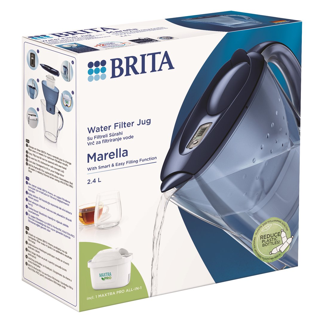 Jarra filtrante  Brita Marella 2F MXPRO, 2.4 l, + 2 filtros Maxtra Pro,  Blanco