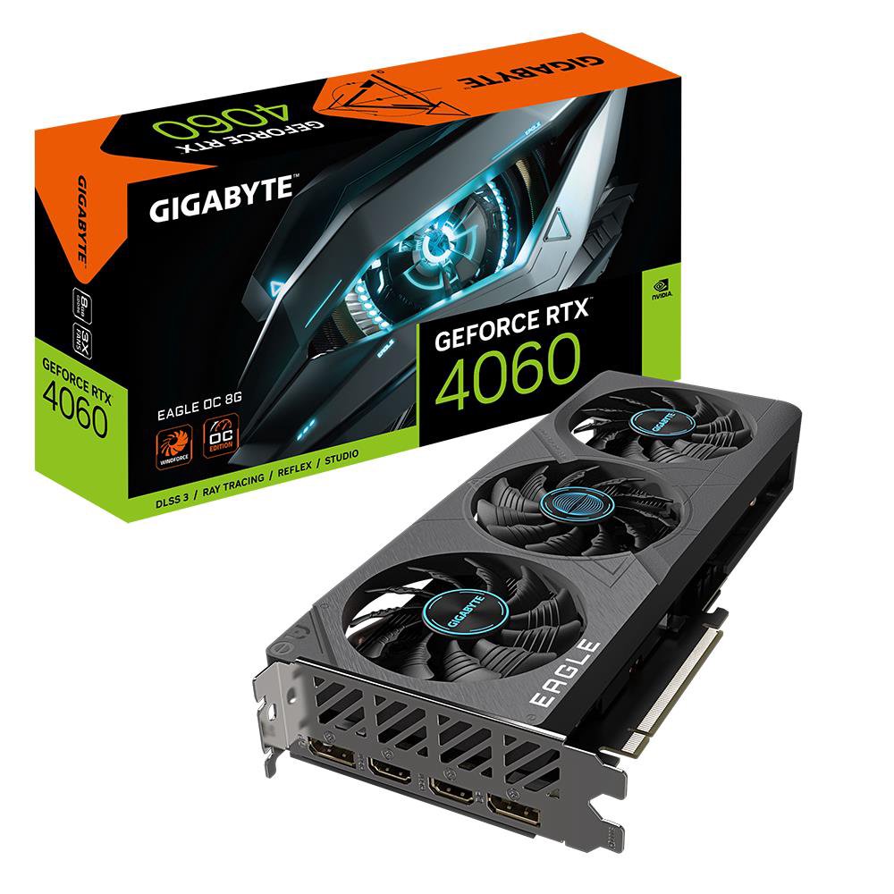 Vaizdo plokštė Gigabyte  GV-N4060EAGLE OC-8GD 1.0  NVIDIA  8 GB  GeForce RTX 4060  GDDR6  HDMI