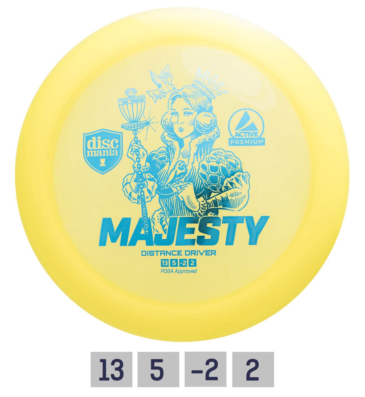 Diskgolfo diskas Distance Driver MAJESTY Active premium Yellow
