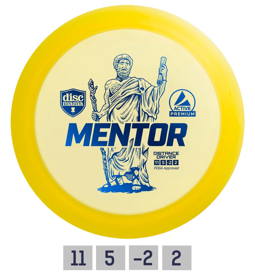 Diskgolfo diskas Distance Driver MENTOR Active Premium Yellow