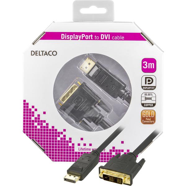 Kabelis DELTACO DisplayPort - DVI-D, 3.0m / DP-2030-K