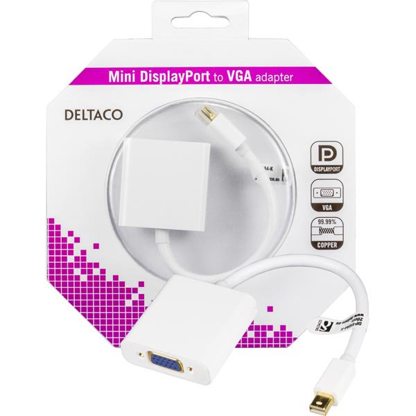 Adapteris DELTACO mini DisplayPort - VGA, baltas / DP-VGA4-K