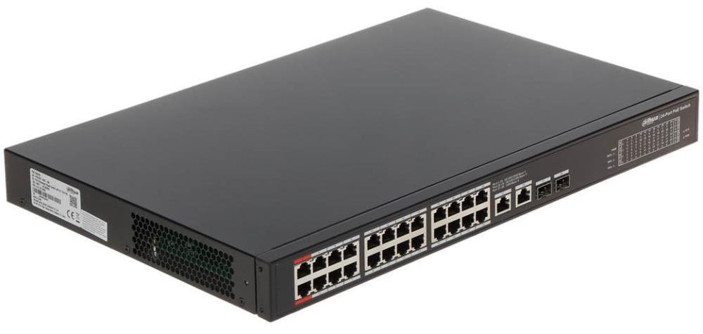 PoE šakotuvas 24-Portų, PoE+, uplink 2-Port  RJ45 + uplink 2-Port  SFP, 360W