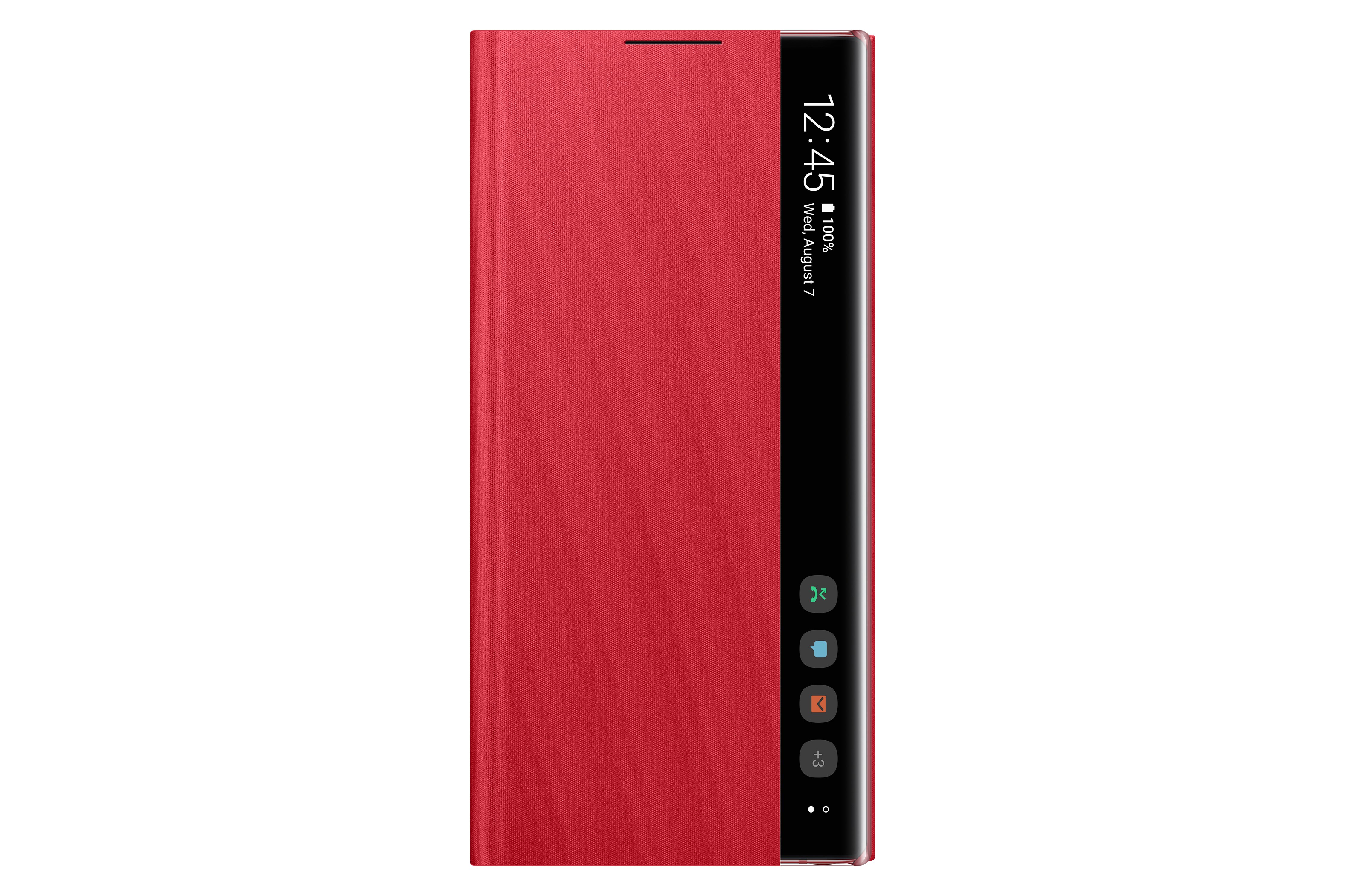 Dėkliukas SAMSUNG Clear View Note 10, H-flip knygutė, raudona