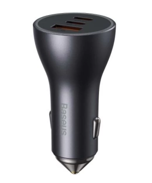 Automobilinis įkroviklis BASEUS BASEUS 12-24V 65W USB + 2xUSB-C QC4+ PD3.0, pilkas