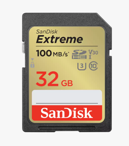 Atm.kort. SANDISK Extreme SDHC 32GB, 100MB/s, U3, C10, V30, UHS-I/SDSDXVT-032G-GNCIN