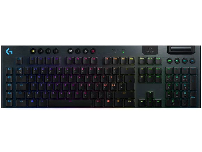 Žaidimų klaviatūra LOGITECH G915 Lightspeed RGB bevielė, mechaninė, juoda