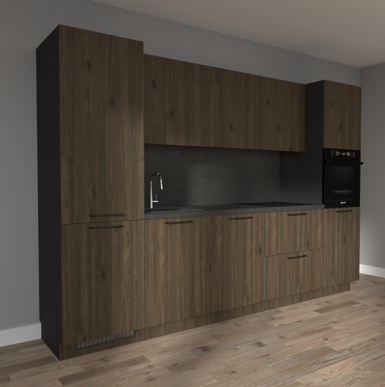 Virtuvės baldų komplektas RAUDONĖLIS tikmedis-tamsiai pilkas, grublėtas su sienele