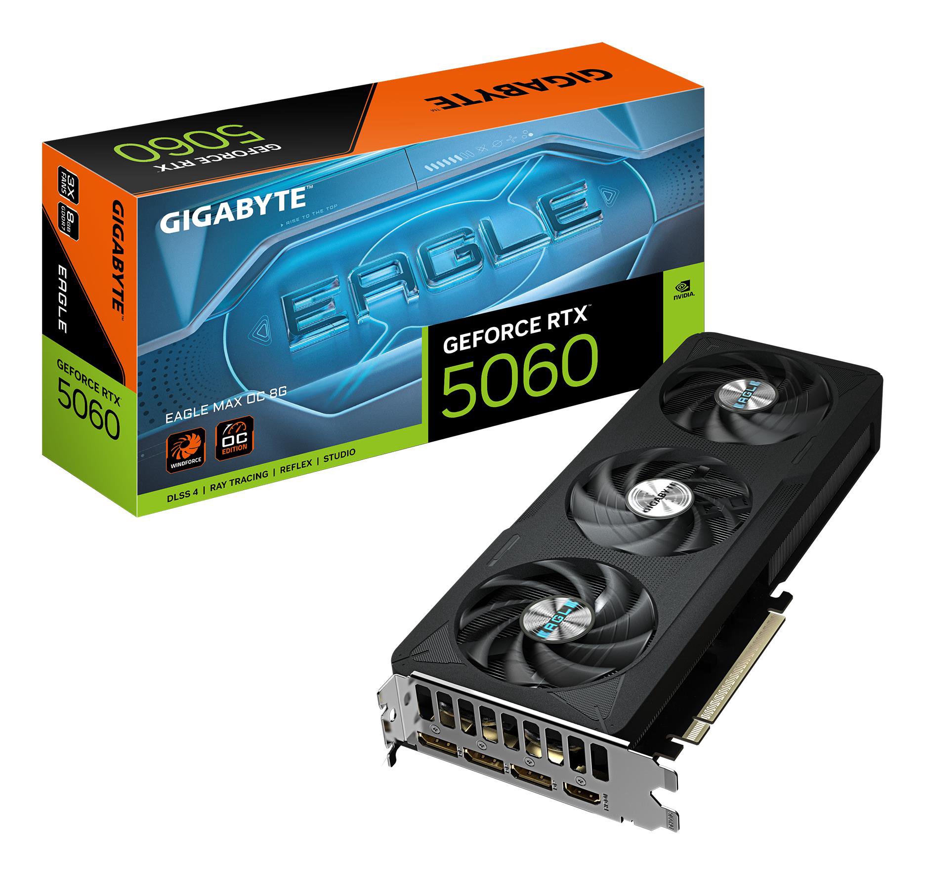 Vaizdo plokštė Gigabyte GeForce RTX 5060 EAGLE MAX OC 8G  NVIDIA  8 GB  GeForce RTX 5060  GDDR7