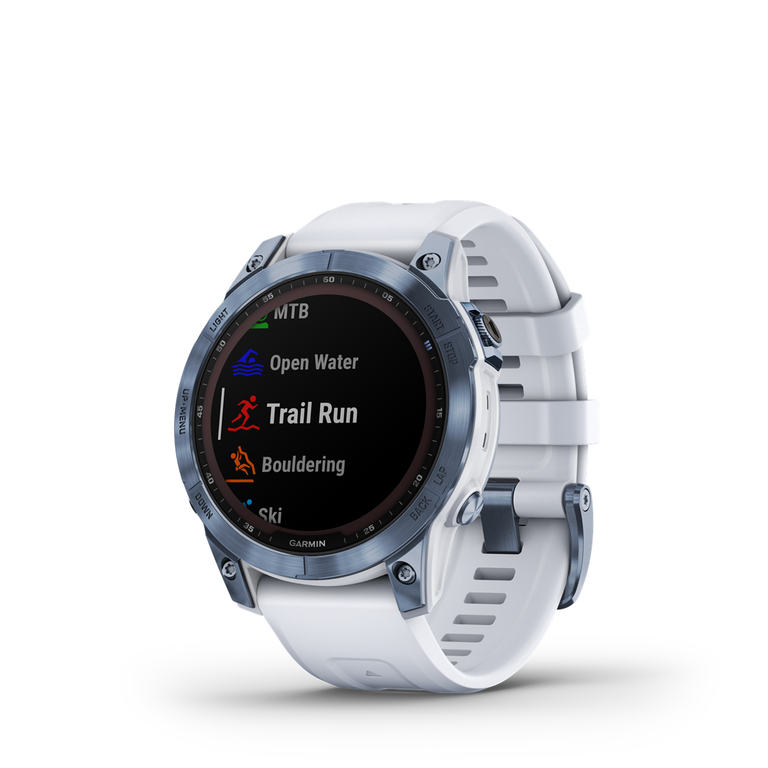 Sportinis laikrodis GARMIN fenix 7 Sapphire, Mineral Blue Ti w/ Whitestone Band