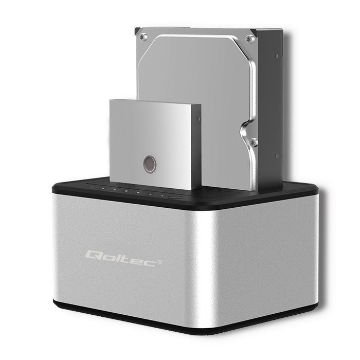 HDD/SSD prijungimo stotelė Qoltec 50316 2x  2,5 "/3,5" SATA USB 3.0