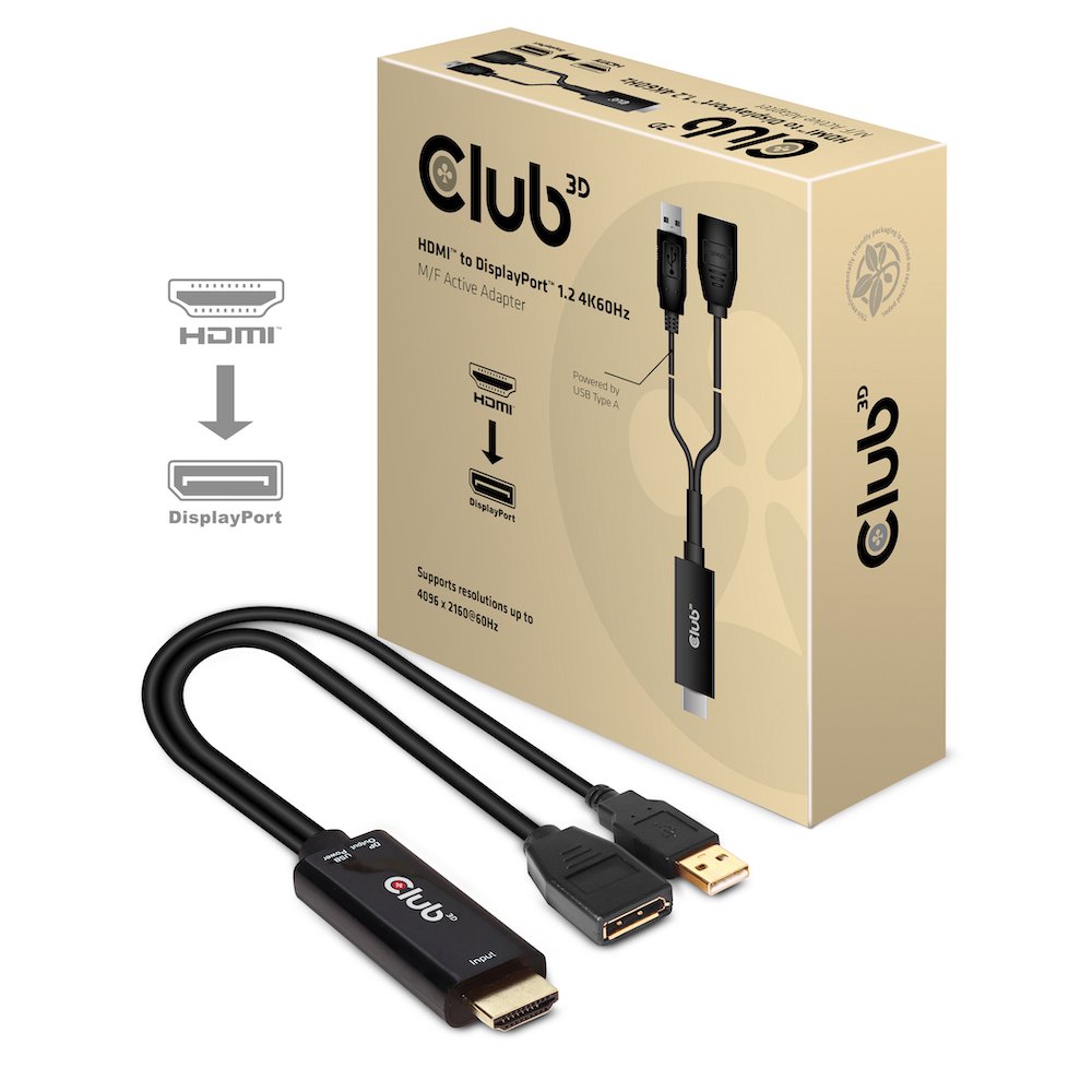 CLUB3D HDMI 2.0 TO DISPLAYPORT 1.2 4K60HZ HDR M/F ACTIVE ADAPTER Juoda