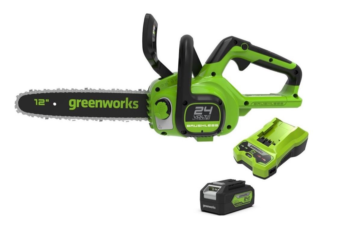 24V 4Ah 30 cm grandininis pjūklas Greenworks GD24CS30K4 - 2007007UB