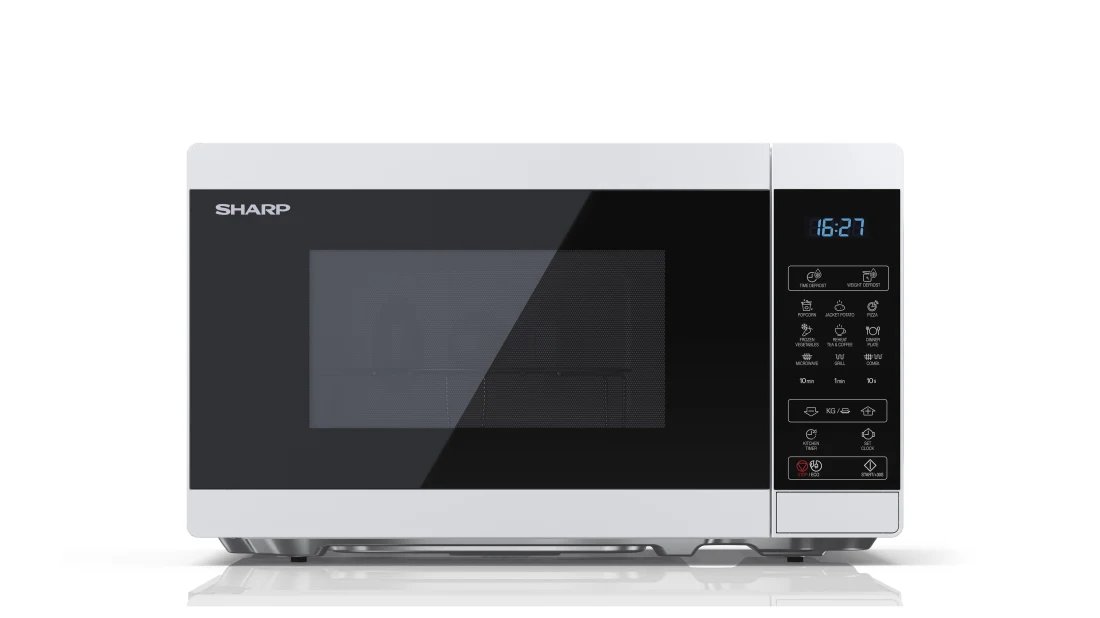 Sharp YC-MG02E-W mikrobangų krosnelė Stalviršis 20 L 800 W Mėlyna, Balta
