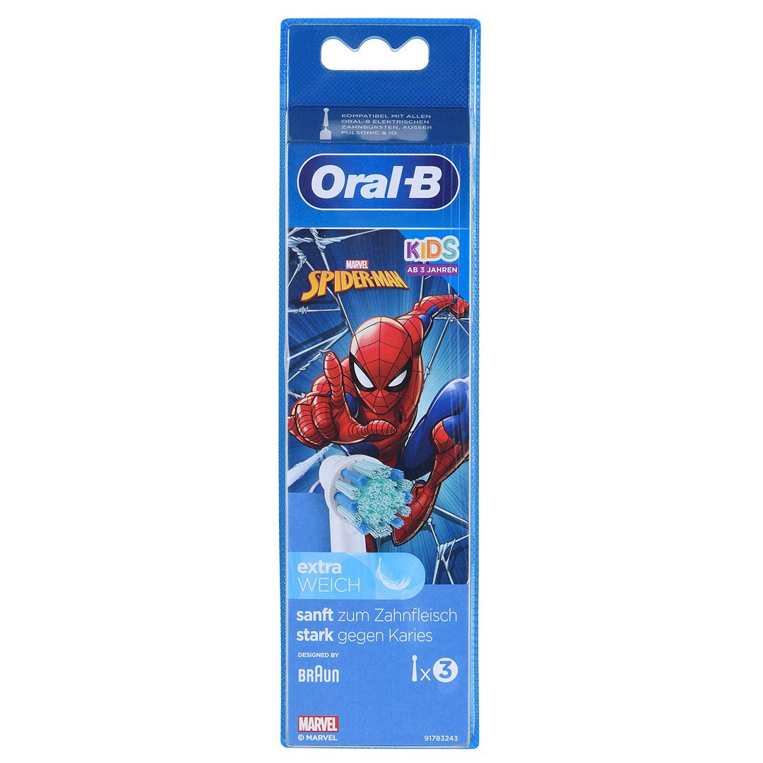 ORAL-B KIDS SPIDER-MAN Pakaitinės elektrinių dantų šepetėlių galvutės 3 vnt Balta
