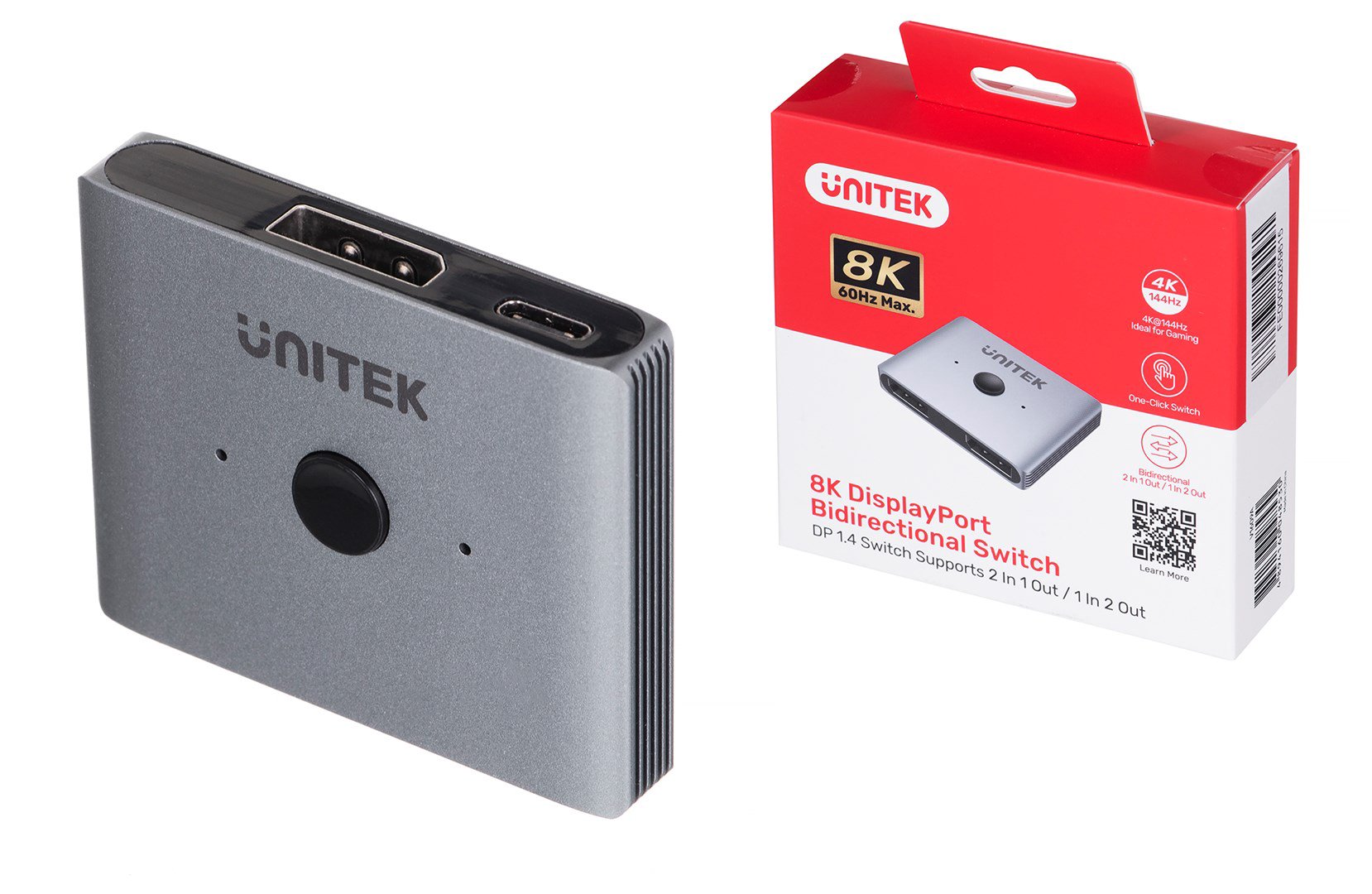 Unitek DP 1.4  dvipusis signalų perjungiklis 2 in 1 out 8K