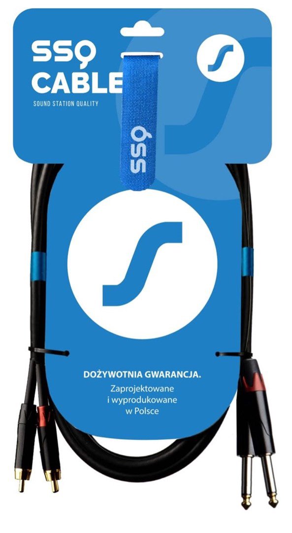 SSQ RCAJM5 - Kabelis 2x RCA - 2x Jack Mono 6,3 mm 3 m Juoda