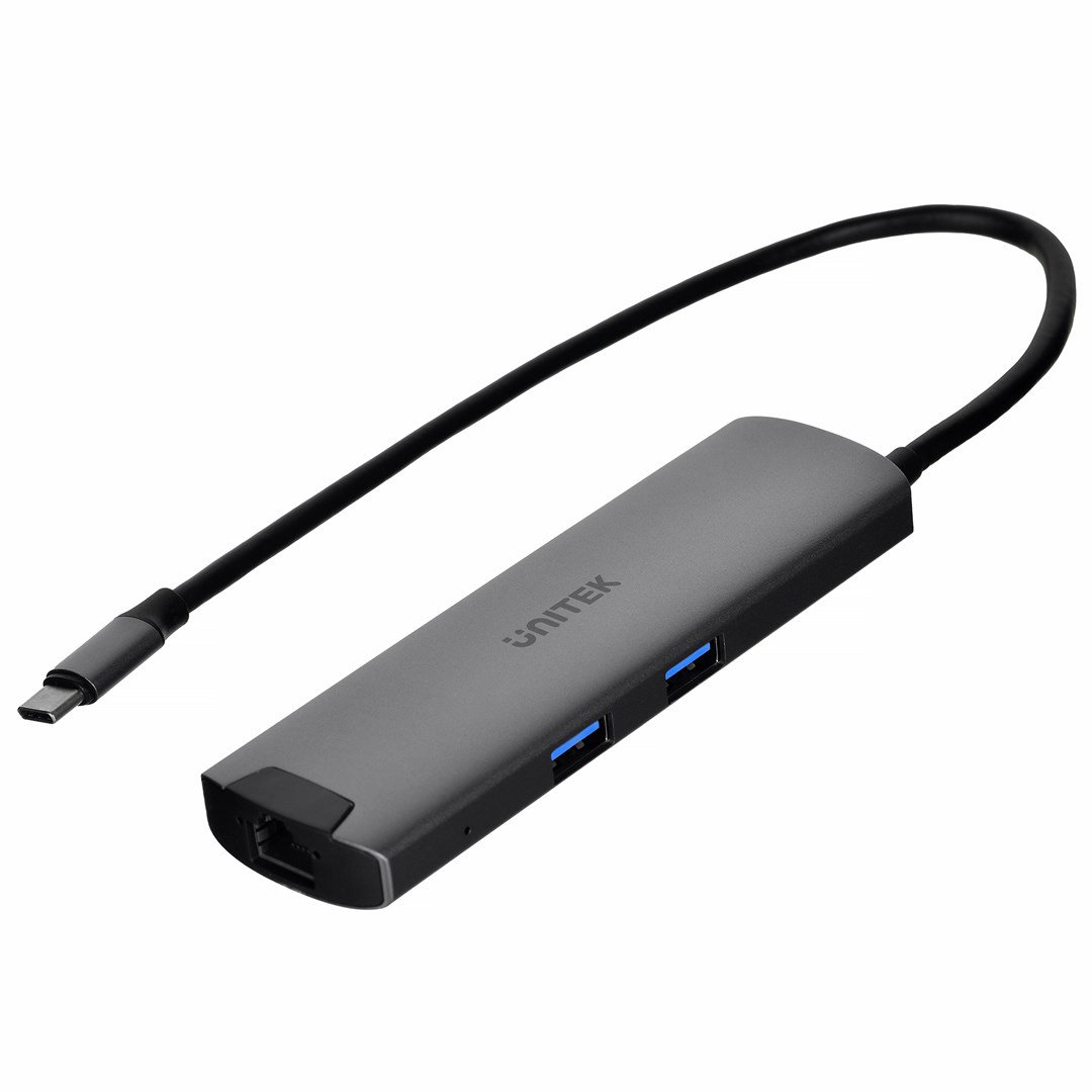 Unitek H1112F aktyvusis šakotuvas USB-C 5 Gbps, HDMI RJ-45 PD 100 W