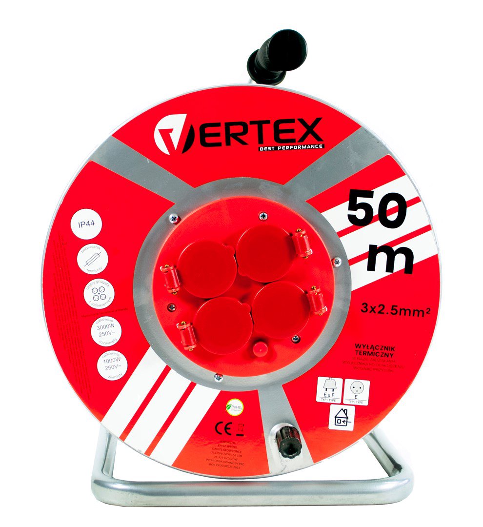 Prailginimo kabelis VERTEX PB50METAL 50m 3000W IP44