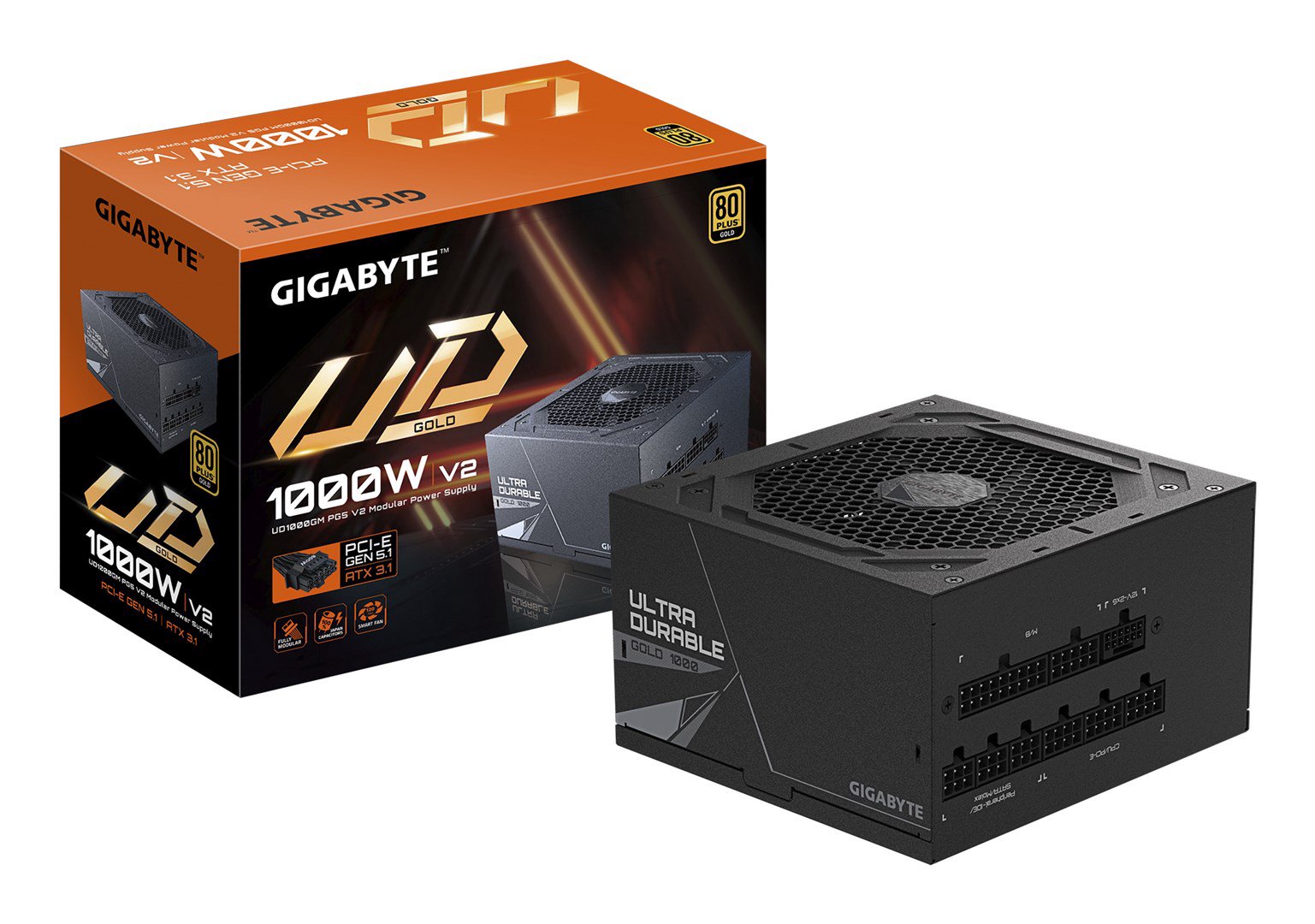 GIGABYTE UD1000GM PG5 V2 maitinimo blokas 1000 W 20+4 pin ATX ATX Juoda