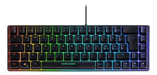 Klaviatūra DELTACO GAMING GAM-158-US, membraninė, 60% mini, RGB, US, pusiau skaidri, juoda