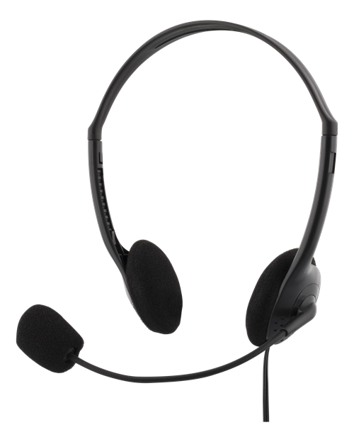 Ausinės DELTACO su mikrofonu, 108dB, 2m kabelis, juodos / HL-21