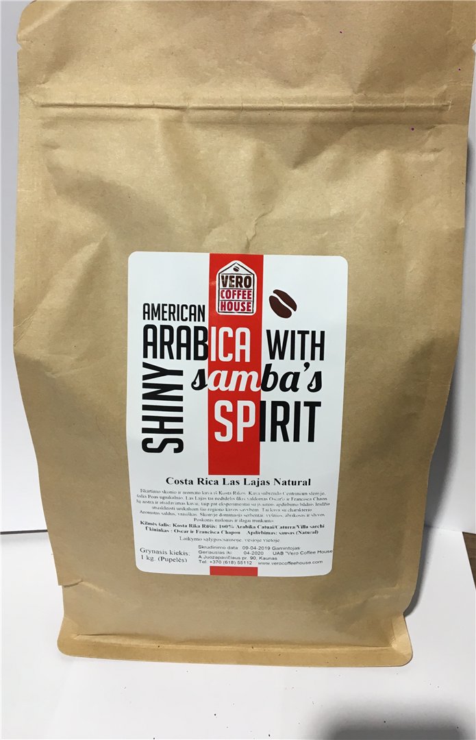 Šviežiai skrudintos kavos pupelės VERO COFFEE Los Lajas, 1kg