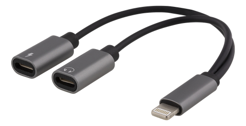 Adapteris Epzi lightning į dvigubą lightning, 10cm, juodas / IPLH-592