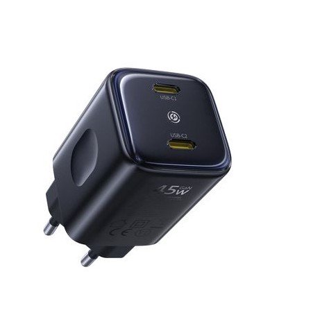 Sieninis įkroviklis BASEUS PicoGo AN13 45W 2xUSB-C PD3.0, juodas