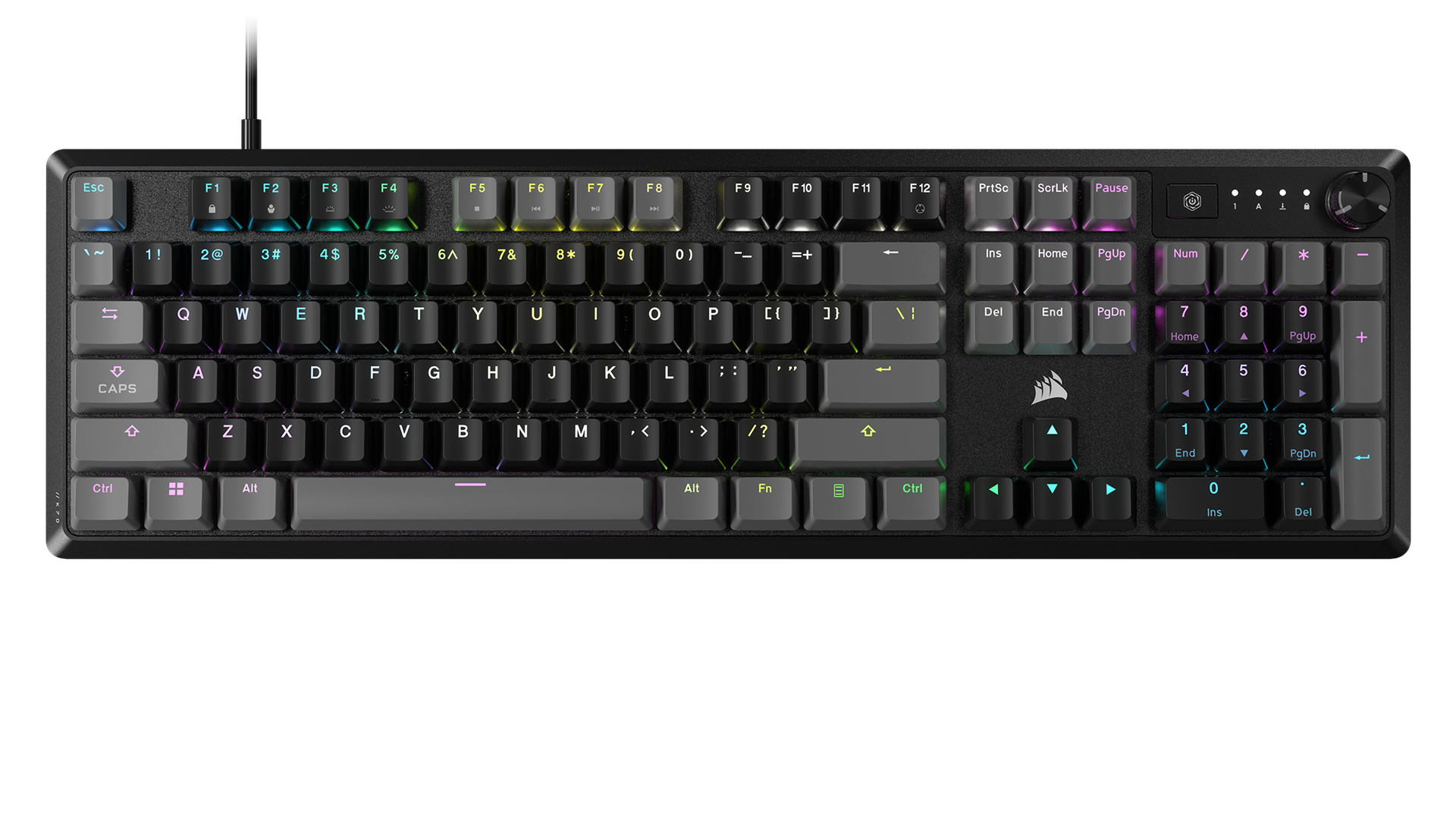 Žaidimų klaviatūra CORSAIR K70 RGB CORE, mechaninė, laidinė, pilka