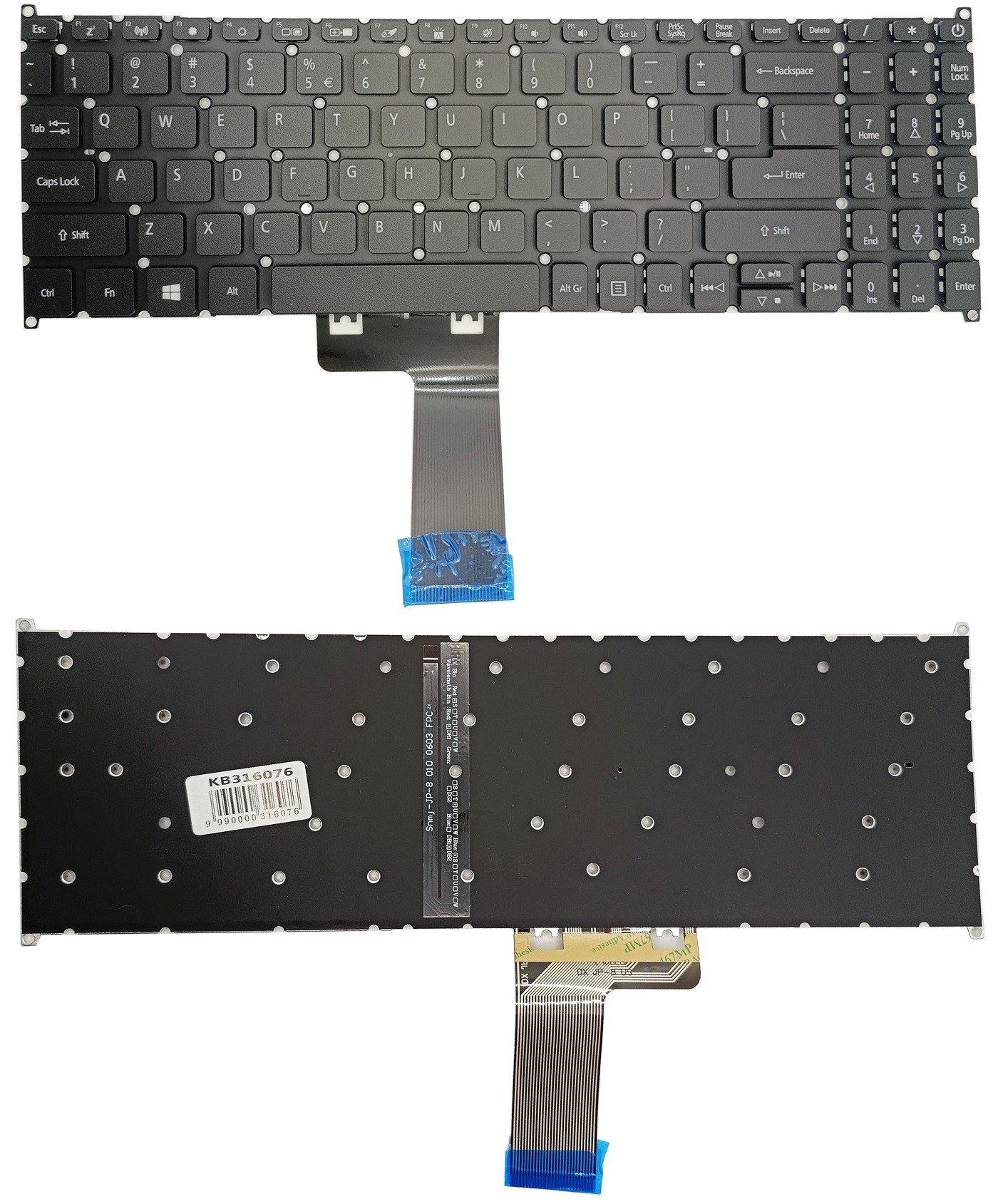 Klaviatūra ACER: Aspire 3 A315-23, su pašvietimu