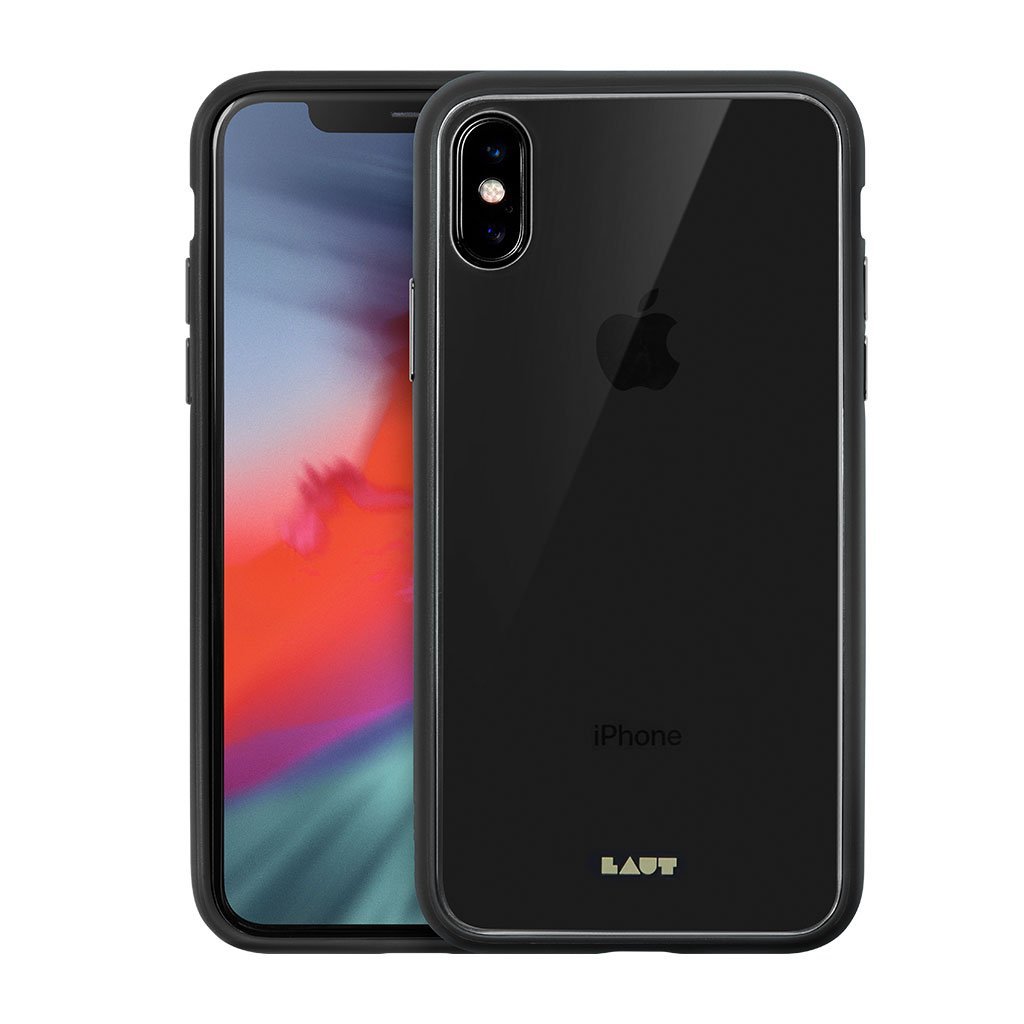 Dėkliukas LAUT Accents Glass iPhone XS, nugarėlė, skaidrus juodas