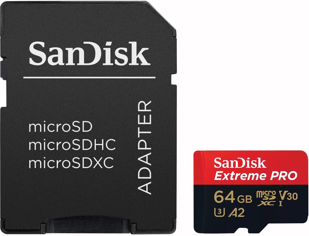 Atm.kort. SANDISK Extreme PRO microSDXC 64GB + SD Adapter, SDSQXCU-064G-GN6MA