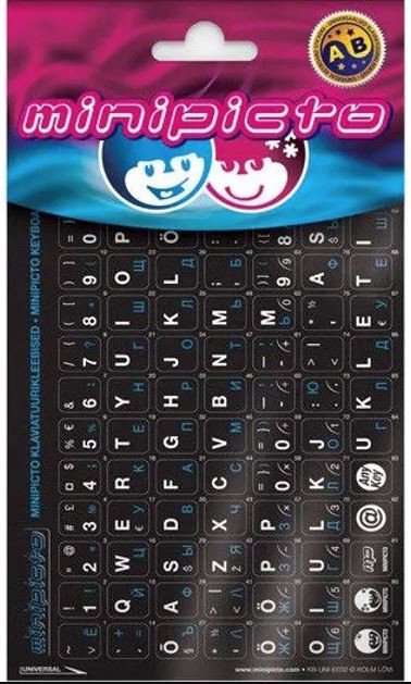 Lipdukai klaviatūrai Minipicto EST/RUS,black/blue(KB-UNI-RU02-BLK)