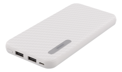 Išorinė baterija DELTACO 10000mAh, 2.1A, 37Wh, balta / PB-1062