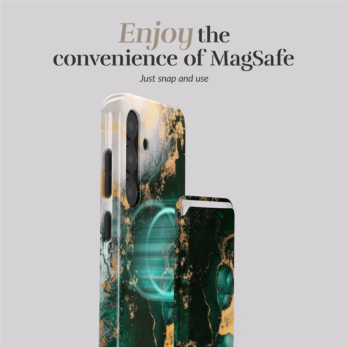 MIO Green Marble Magsafe Case Compatible Card Holder