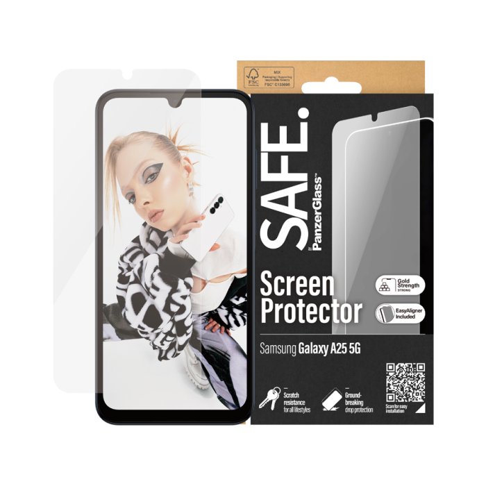 Samsung Galaxy A25 5G Ultra-Wide Fit EasyAligner Glass by Safe
